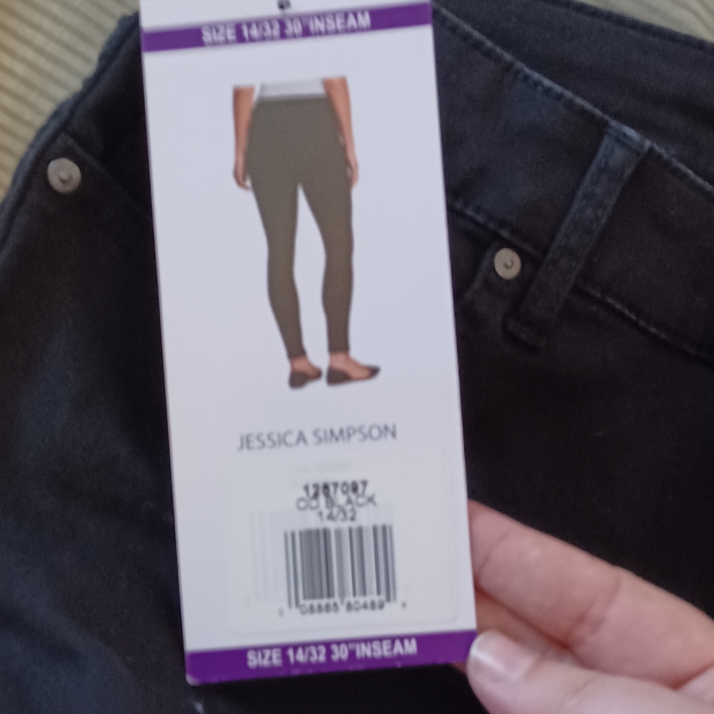 Jessica Simpson Women's High Rise Skinny Jeans Size 14/32 Inseam 30" Black - Picture 4 of 6